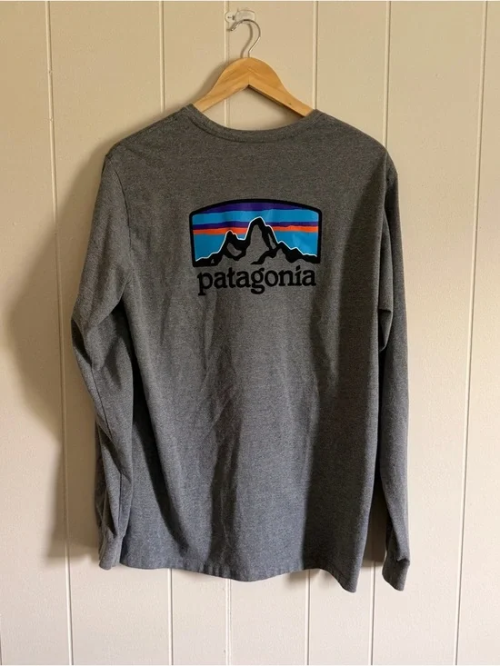 Patagonia Men's Heather Charcoal Gray Long-Sleeve T-Shirt - Picture 2 of 2